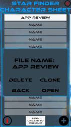 Star Finder Character Sheet menu